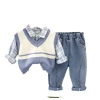 Cool boys' children's clothing, stylish kids' clothes, 2022 new Korean-style baby and children's set, spring and autumn three-piece set, trendy Item Picture